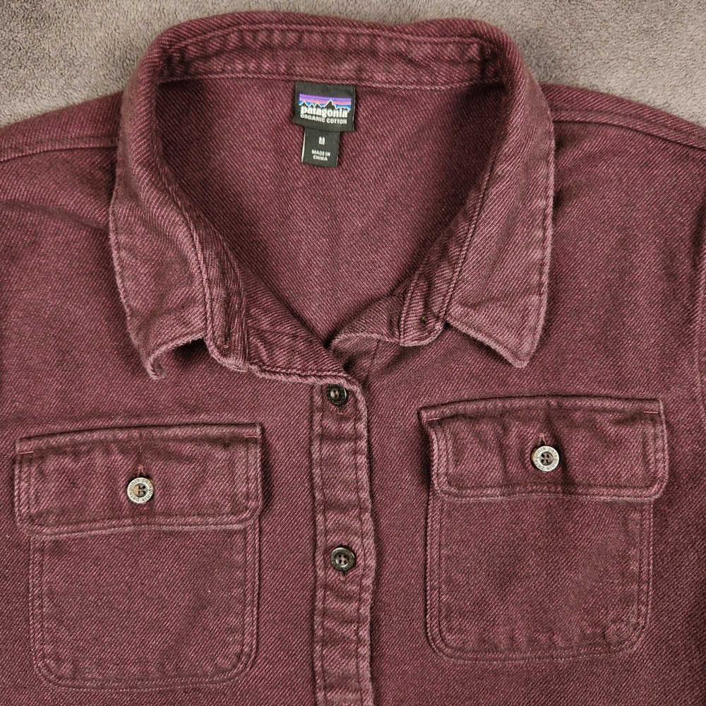Patagonia Fjord Flannel Shirt Womens Medium Burgundy Organic Cotton Twill 53916